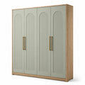 Armario de MDF y roble con cuatro puertas en verde claro y roble claro
