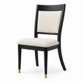 Silla de comedor de madera de haya negra con acolchado beige 85cm