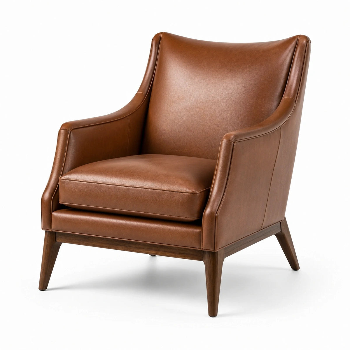 Sillón de cuero con estructura de madera