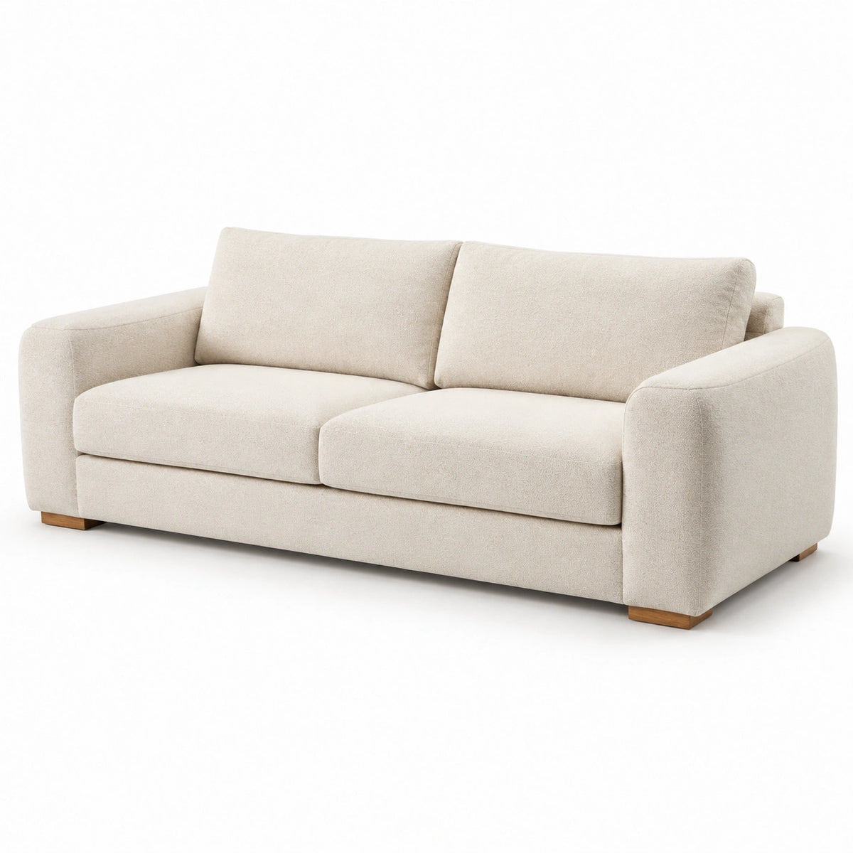 Sofá de tres plazas beige tela poliéster 210x95x85 cm