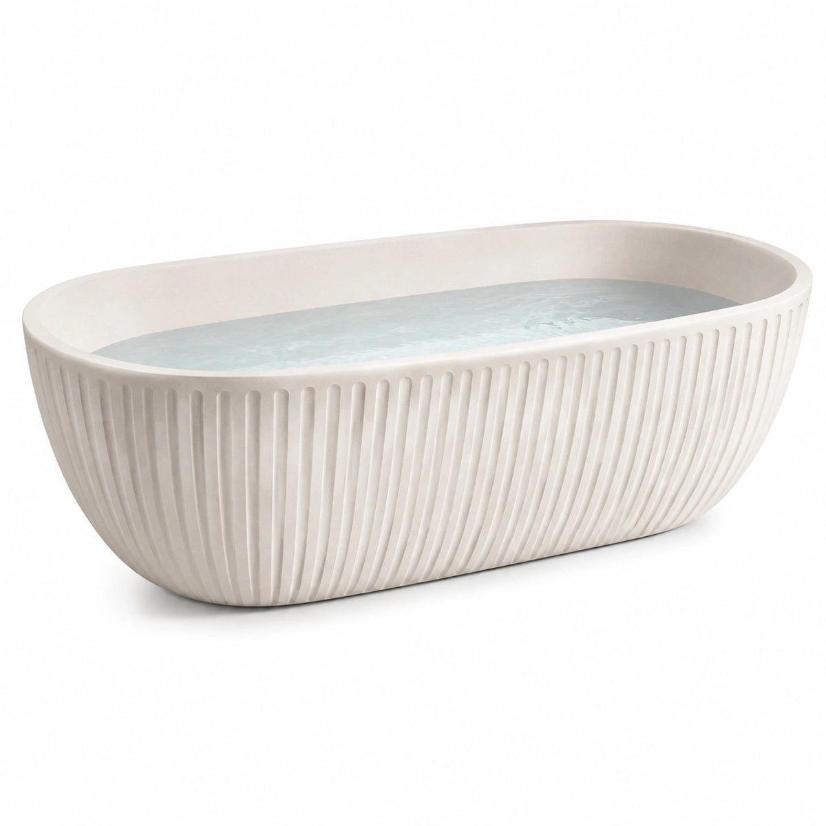 Bañera independiente ovalada de cemento beige 180x80x55 cm