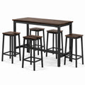 Conjunto de mesa y taburetes de madera y metal negro