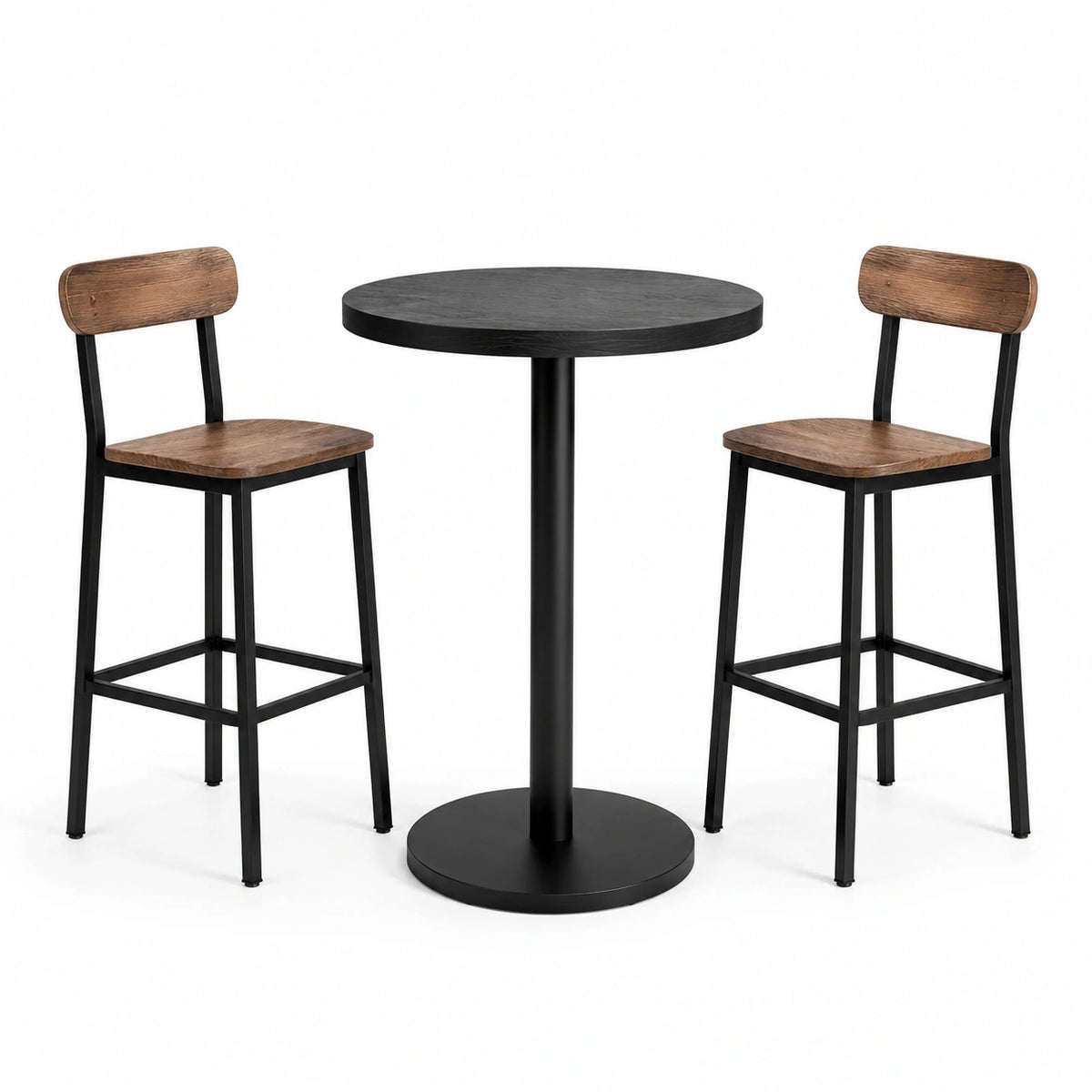 Conjunto de bar con mesa redonda de MDF y sillas de madera