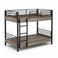 Litera de metal y MDF negro y madera 200x90 cm