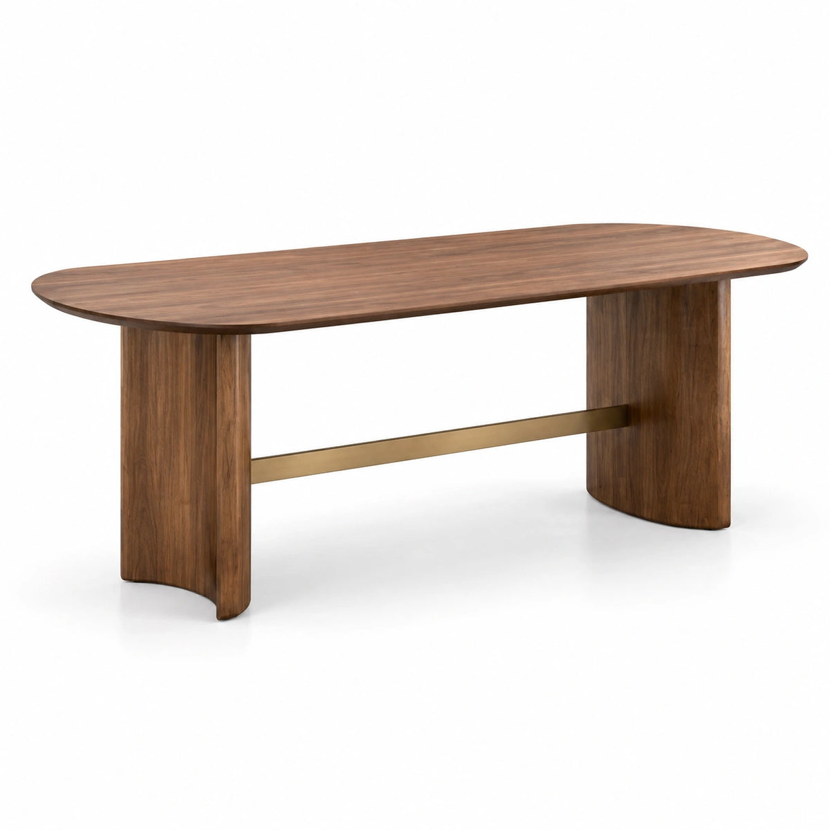 Mesa de comedor de madera de nogal con acero