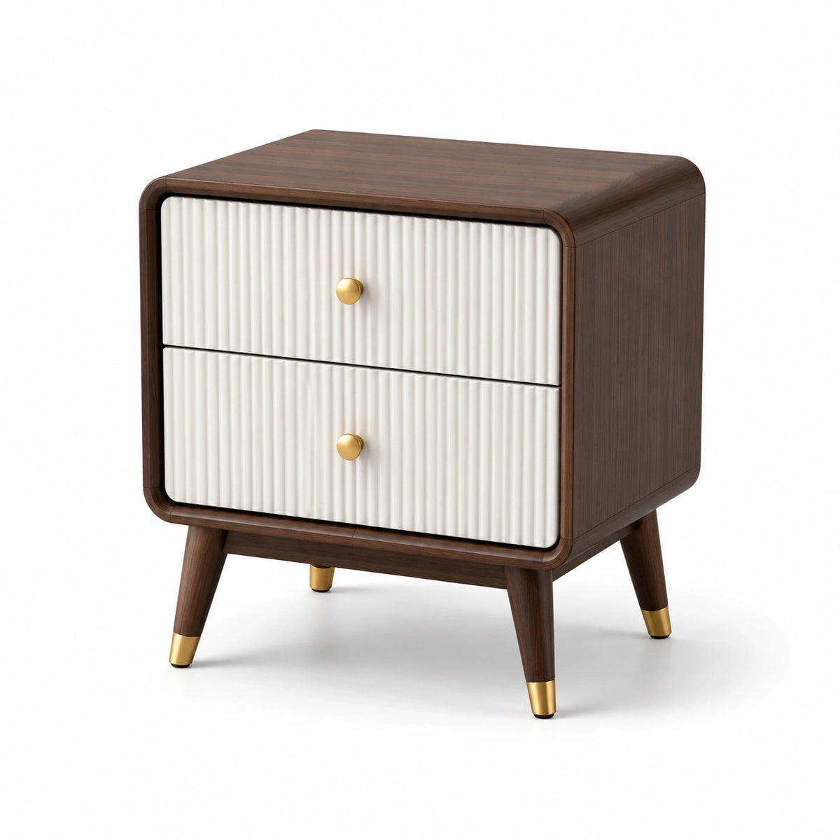 Mesita de Noche de Madera y MDF con Cajones Blancos
